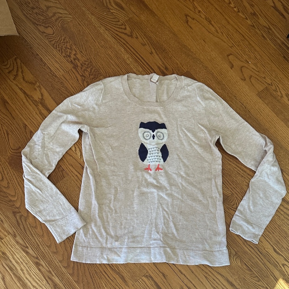 J. Crew  Cream Sweater with Owl  S